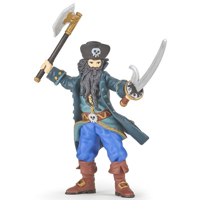 Фигурка пирата черная борода с саблей и топором Papo