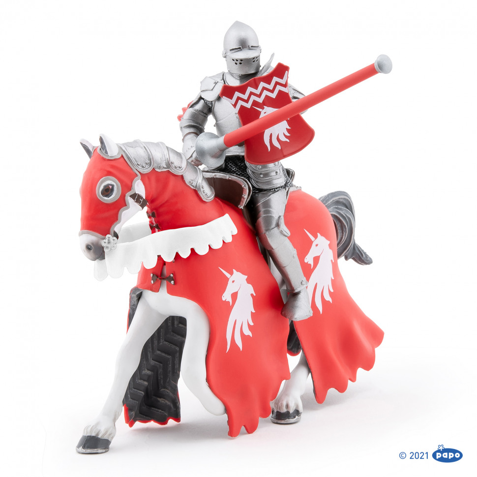  Красный рыцарь с копьем и его лошадь набор фигурок Papo Рыцари Средневековья