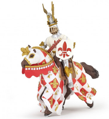  Рыцарь Флёр де Лис в белом и его лошадь набор фигурок Рыцари Средневековья