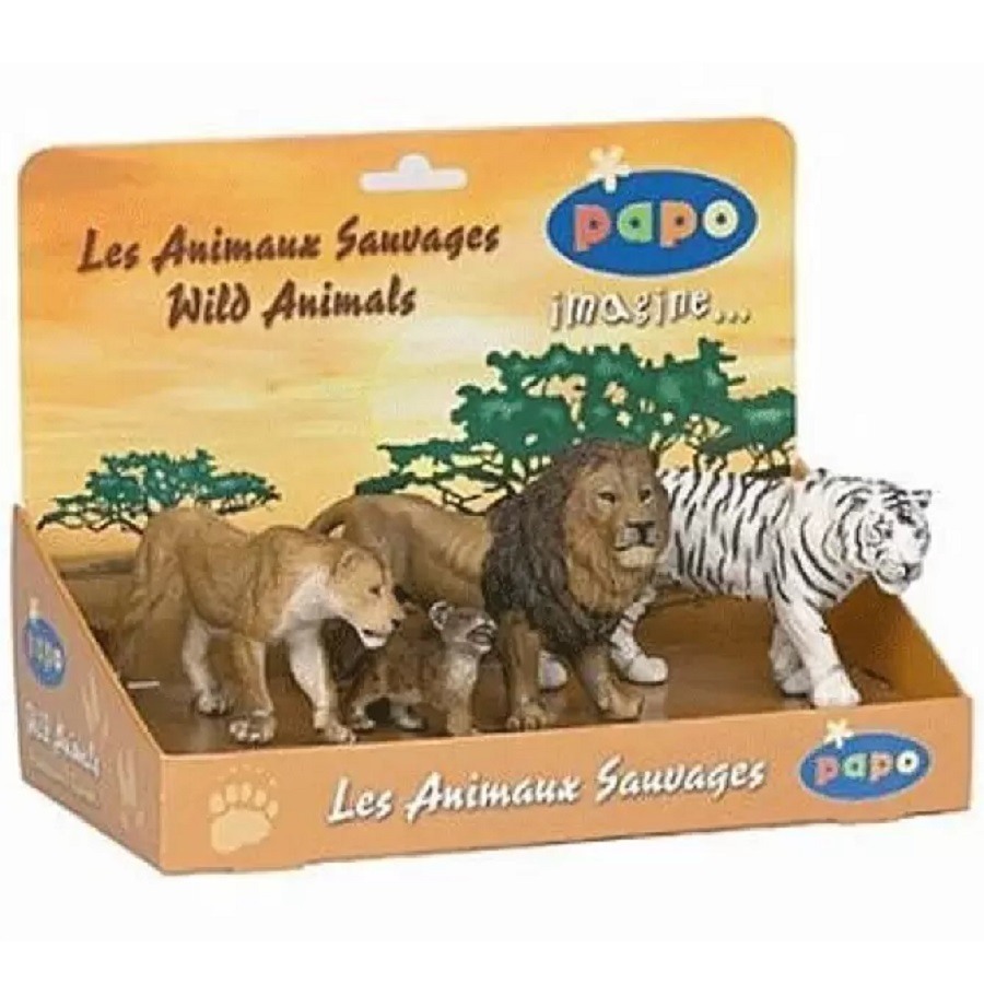 Большие кошки 4 фигурки в дисплее Papo