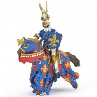 Флёр де Лис рыцарь знака королевской Лилии и его лошадь в синем набор фигурок Papo