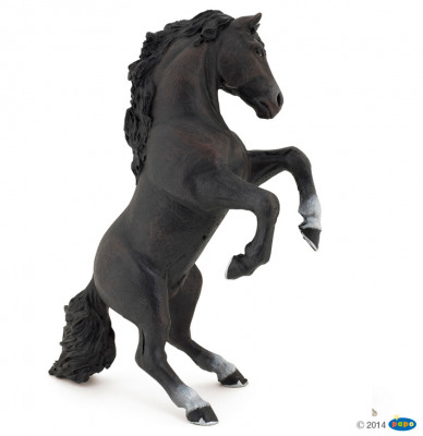 Фигурка черная лошадь на дыбах Papo
