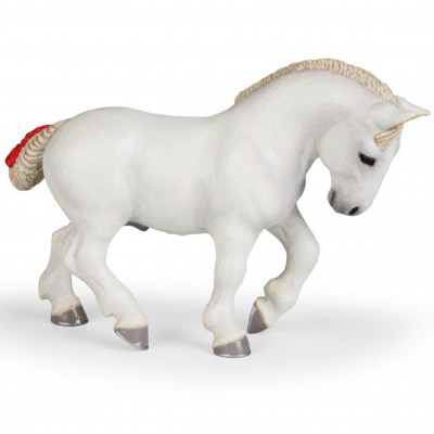 Фигурка лошади белый Першерон Papo